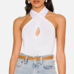 525 America  Women's White Sweater Multi-Way Halter Top Photo 0