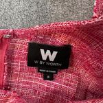 W By Worth Pink Tweed Shift Dress Women's 0 Short Sleeve High Neck Linen Blend Photo 7