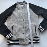 Olive & Oak  Varsity Jacket Women Size S Fitted Snap Closure Black White Baseball Photo 7