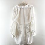 Topshop  Long Sleeve Mini Twist Front Satin Shirt Dress White 12 Photo 9