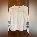 Blue Rain Black and White Graphic Long Sleeve Blouse Photo 3