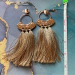 Rose Gold Hammered‎ Metal Tassel Earrings Circle Boutique Style Boho Jewelry Pink Photo 7