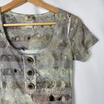 Daytrip Green Burnout Y2K Scoop Neck Henley T-Shirt XS Photo 2