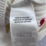 Lucky Brand Sweater PSmall Embroidered Heart Ribbed Knit White Red Valentines Photo 4