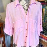 ZARA  Light Pink Linen Button-Down Shirt Photo 0