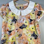 Allegra K Allegra‎ K Floral Cap Sleeve Ruffle Peter Pan Collar Top Blouse Size L Cottage Photo 1