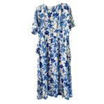 Seta T Floral Maxi Dress V Neck Short Sleeve Casual Summer Dress XL Blue Photo 6