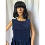 Laura Ashley Vintage Y2k navy pinafore overall jumper velvet midi dress 10 Photo 7