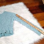 Wild Fable Size Large L Light Blue Fringe Cropped Crop Sweater Long Sleeve Sweat Photo 7