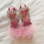 Dolls Kill Sugar Thrillz Pastel Pink Satin Charm Chain Platform Heels Shoes Size 6 Photo 2