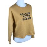 ZARA Trafaluc Follow Your Karma Oversized Golden Yellow Long Sleeve Sweatshirt Photo 6