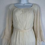Cream Gauze Bell Sleeve Belted Romper Shorts Size Small Flare Festival Boho Photo 1