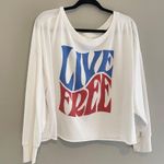 Old Navy White Live Free Graphic Top Oversized Sweatshirt Off Shoulder Size XL Photo 0