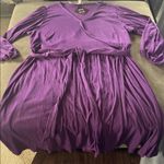 Ava & Viv  Long Balloon Sleeve Purple Midi Faux Wrap Dress Tie Front 3X 24/26 Photo 14