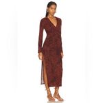 Free People NWOT  Shayla Floral Long Sleeve Wrap Dress Small, CHOCOLATE COMBO Photo 2