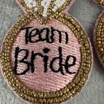 Bridal Party Beaded "Team Bride" Statement Earrings Wedding Pierced Post Pink Photo 2
