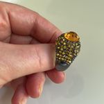 Kenneth Jay Lane Smoky Gray Metal & Amber Rhinestone Ring sz 7/7.5 Orange Photo 6