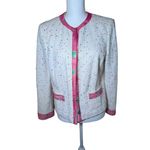 ESCADA Jacket Womens Size 42 Cream Multi Color Tweed Boucle Pink Size L Photo 1