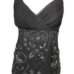 Melanie Lyne Dress SMALL Black Sequin Crisscross Open Back V Photo 1