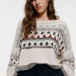 ZARA Jacquard Short Sweater Long Sleeve Size L NWT Photo 6