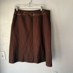 Susan Bristol Vintage Brown Embroidered A-Line Skirt Linen Blend Beaded Boho 12 Photo 4