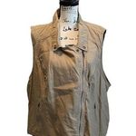 Maurice's Asymmetrical Zip Vest Tan Brown Khaki Plus Size 3XL Safari Linen NWT Photo 0