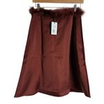 We Wore What  Maroon Brown Strapless Ostrich Feather Trim Satin Mini Dress Size 0 Photo 7