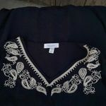 Dress Barn Black Embroidered Long Sleeve Blouse Size M Photo 6