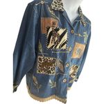VTG New Directions Women's Embroidered Blue Denim Safari Jacket Sz Medium Casual Photo 1