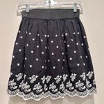 Rhapsody ‎ Black & White Floral Mini Skirt Size Small Photo 0
