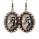 Handmade Gothic Victorian "Ethereal Bones" Gothic Skeleton Unicorn Cameo Earrings Photo 3