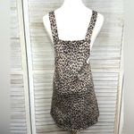 SO  Leopard Print Stretch Denim Overall Mini Dress Tan/Black-XS Photo 1