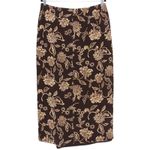 Josephine Chaus Vintage  100% Silk Brown Tan Floral Midi Skirt Size 14 Photo 4