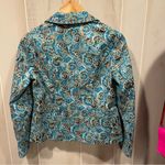 Christopher & Banks Cute aqua swirl cotton canvas jacket pockets chunky buttton front stretch Photo 3