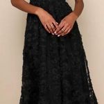 Notable Elegance Black Mesh Floral Applique Bustier Midi Dress Size L Photo 0