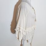 Denim & Supply Ralph Lauren  Cream Boho Ruffle Blouse with Tassel Tie Size Small Photo 3