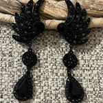 Elegant Vintage Black Black Winged Clip Earrings Photo 0