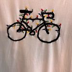 French Connection womens Christmas Holiday bicycle lights t-shirt white M Photo 1