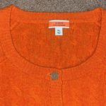 J.Crew Cashmere Cable-Knit Henley Short Sleeve Sweater Heather Pumpkin XL Photo 4