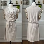 Calvin Klein Beige Cowl Neck Dress Champaign Sequin 12 Photo 1