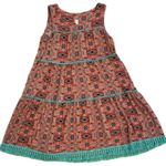 Uncle Frank  coral mandala shift dress with piping and fringe, EUC size S Photo 0