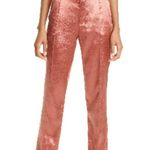 Cinq a Sept Karis Embossed Satin Trousers Pants in Copper Size 8 Pink Photo 0