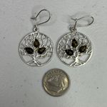 Tree Of Life Sterling Silver & Green Baltic Amber Drop Earrings Photo 7