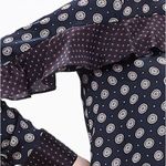 Banana Republic  100% Silk Foulard Long Sleeve Shift Mini Dress Blue Red Ruffle Photo 2