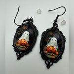 Halloween Picture frame Pumpkin pierce Earrings Black Photo 1