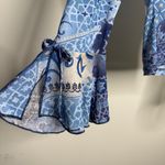 Y2K l.e.i. Printed Long Fluted Sleeve Cottagecore Fairy Boho size L Large Blue Photo 7