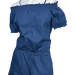 Coastal cowgirl western chic denim romper Blue Photo 0