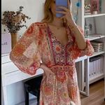 ZARA NWT  Blogger's Fav| Printed Kaftan Lace Trim Kimono Photo 2