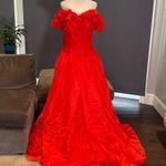 Women’s Red Fairy Tale Prom Party Dress Butterflies Corset Back Size 4 NWT Photo 0