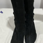 Woman’s Softt Black Suede Wedge Heel Side Zip Tall Boots 7.5 Mw Photo 0